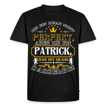 PATRICK drôle pour la journée du nom avec le nom du nom - T-shirt Premium bio Homme - noir - Devant - Nico (187cm)