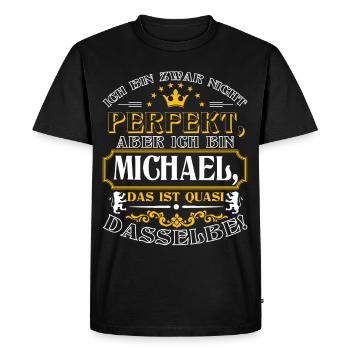 Funny MICHAEL for Name Day with Name Name - Men's Premium Organic T-Shirt - black - Front - Nico (187cm)