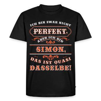 Funny name day SIMON with name name - Men's Premium Organic T-Shirt - black - Front - Nico (187cm)