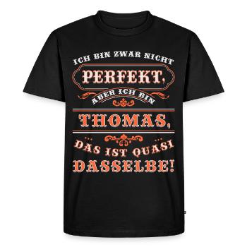 Funny THOMAS for Name Day with Name Name - Men's Premium Organic T-Shirt - black - Front - Nico (187cm)