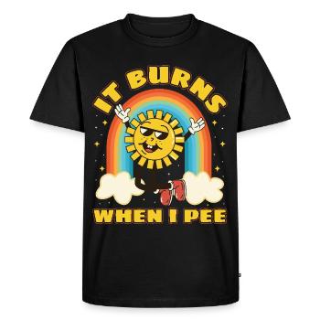 Funny saying "It Burns when I Pee"! - Men's Premium Organic T-Shirt - black - Front - Nico (187cm)