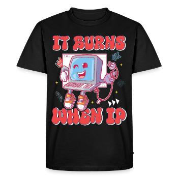 Funny saying "It Burns when I Pee"! - Men's Premium Organic T-Shirt - black - Front - Nico (187cm)