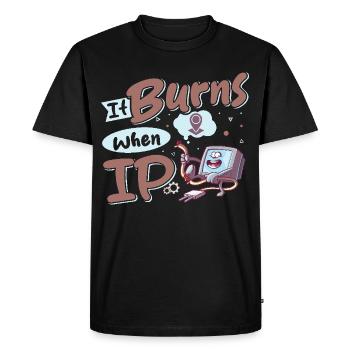 Funny saying "It Burns when I Pee"! - Men's Premium Organic T-Shirt - black - Front - Nico (187cm)