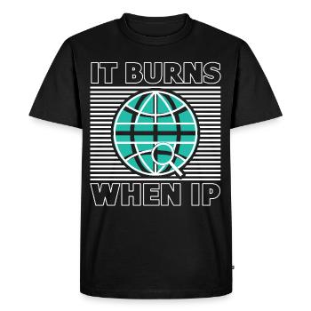 Funny saying "It Burns when I Pee"! - Men's Premium Organic T-Shirt - black - Front - Nico (187cm)