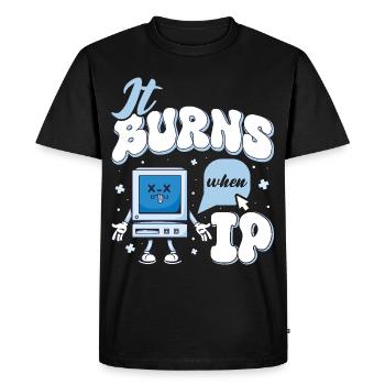 Funny saying "It Burns when I Pee"! - Men's Premium Organic T-Shirt - black - Front - Nico (187cm)