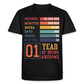 Tenue d’anniversaire pour 1 an ! 1er anniversaire - T-shirt Premium bio Homme - noir - Devant - Nico (187cm)