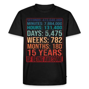 15 years old! Birthday Gift 15th Birthday - Men's Premium Organic T-Shirt - black - Front - Nico (187cm)