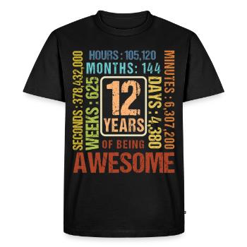 12 ans ! Cadeau d’anniversaire 12e anniversaire - T-shirt Premium bio Homme - noir - Devant - Nico (187cm)