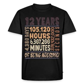 12 ans ! Cadeau d’anniversaire 12e anniversaire - T-shirt Premium bio Homme - noir - Devant - Nico (187cm)