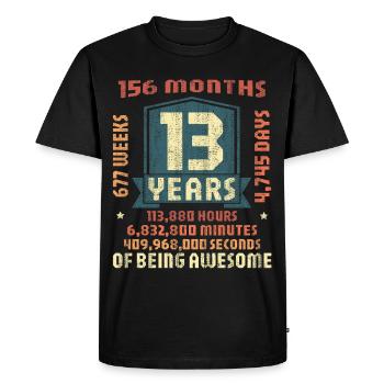 13 years old! Birthday Gift 13th Birthday - Men's Premium Organic T-Shirt - black - Front - Nico (187cm)