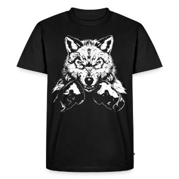 Wolf Boxing Fighter MMA - Men's Premium Organic T-Shirt - black - Front - Nico (187cm)