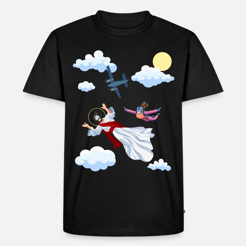 Skydive Jesus, Fallschirm, Skydiving, - Männer Premium Bio T-Shirt - Schwarz