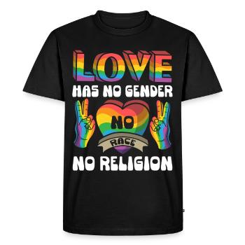 Nice "Against Racism" - Men's Premium Organic T-Shirt - black - Front - Nico (187cm)
