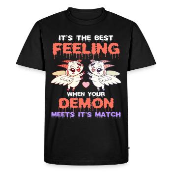 When your demon hits his match! Funny Demon - Men's Premium Organic T-Shirt - black - Front - Nico (187cm)