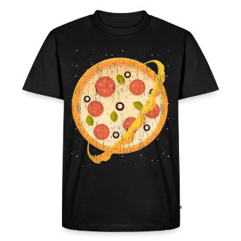 Drôle d’amoureux des planètes de l’espace, pizzaiolo - T-shirt Premium bio Homme - noir - Devant - Nico (187cm)