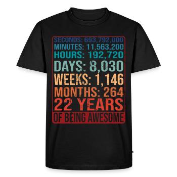 22 years old! Birthday Gift 22nd Birthday - Men's Premium Organic T-Shirt - black - Front - Nico (187cm)