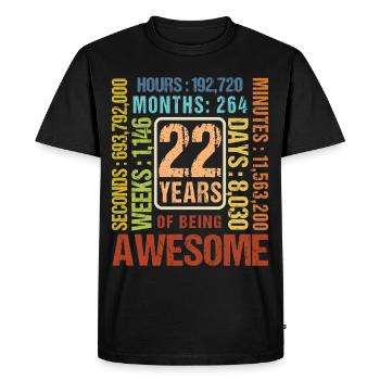22 years old! Birthday Gift 22nd Birthday - Men's Premium Organic T-Shirt - black - Front - Nico (187cm)