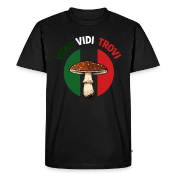Outfit for mushroom picker with mountains porcini mushroom mushroom - Men's Premium Organic T-Shirt - black - Front - Nico (187cm)