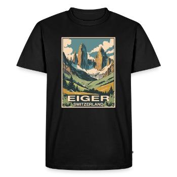 Eiger, Suisse - T-shirt Premium bio Homme - noir - Devant - Nico (187cm)