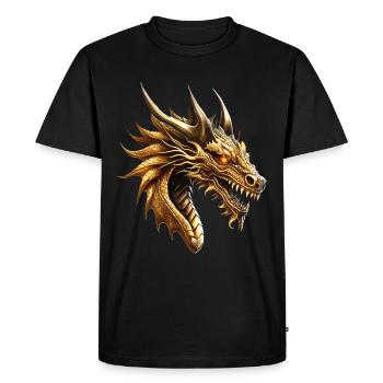 Dragon Or Fantaisie Mysticisme Magique Créature Animal - T-shirt Premium bio Homme - noir - Devant - Nico (187cm)