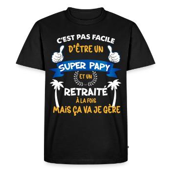 tshirt humour super papy et retraite - T-shirt Premium bio Homme - noir - Devant - Nico (187cm)