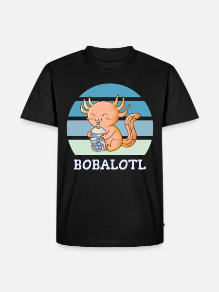 Boba Bubble Tea Axolotl Bobalotl - T-shirt Premium bio Homme - noir