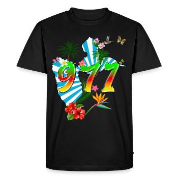 Guadeloupe Tropicale 971 Vacances - T-shirt Premium bio Homme - noir - Devant - Nico (187cm)