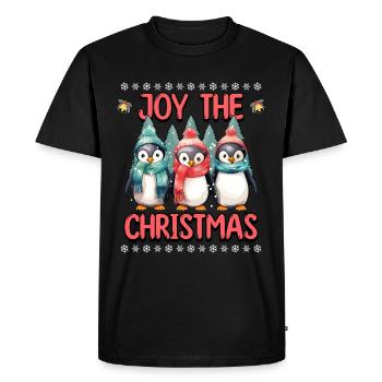 Pingouins de Noël écharpe chapeau arbre de Noël mignon - T-shirt Premium bio Homme - noir - Devant - Nico (187cm)