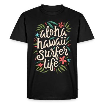 Surfing Surfer Aloha Dire Citation - T-shirt Premium bio Homme - noir - Devant - Nico (187cm)