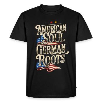 Âme américaine Racines allemandes Allemagne Amérique - T-shirt Premium bio Homme - noir - Devant - Nico (187cm)