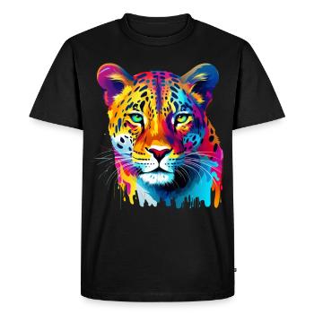 Éclaboussures de peinture léopard colorées éclaboussures de peinture - T-shirt Premium bio Homme - noir - Devant - Nico (187cm)
