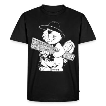 Caricature de charpentier - T-shirt Premium bio Homme - noir - Devant - Nico (187cm)