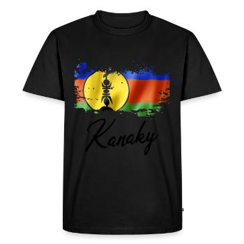 Men's Kanak New Caledonia Grunge Flag - Men's Premium Organic T-Shirt - black - Front - Nico (187cm)