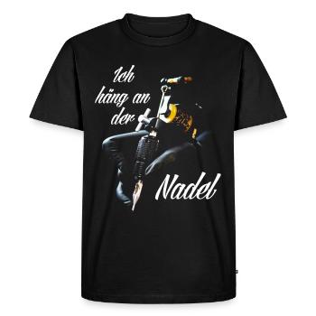Ich häng an der Nadel 2 - Männer Premium Bio T-Shirt - Schwarz - Vorne - Nico (187cm)