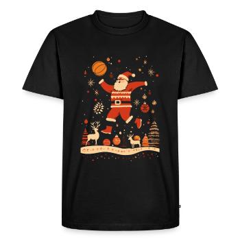 Père Noël Basketball Noël - T-shirt Premium bio Homme - noir - Devant - Nico (187cm)