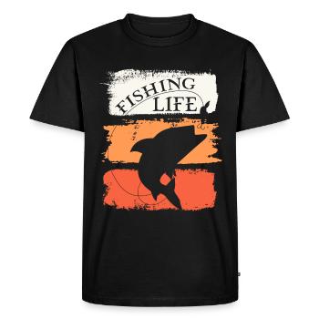 Pêcheur Pêcheur Poisson Pêche Vie Hobby - T-shirt Premium bio Homme - noir - Devant - Nico (187cm)