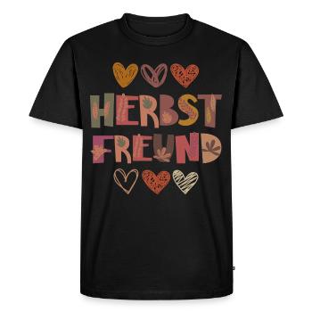Herbst Freund Dankbarkeit Blätter - Männer Premium Bio T-Shirt - Schwarz - Vorne - Nico (187cm)