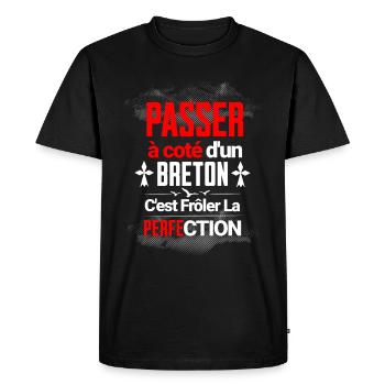 Breton Humour - T-shirt Premium bio Homme - noir - Devant - Nico (187cm)