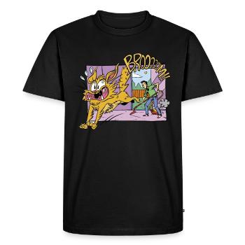 Cat Vacuum Cleaner Funny Humor Comic Cartoon - Men's Premium Organic T-Shirt - black - Front - Nico (187cm)