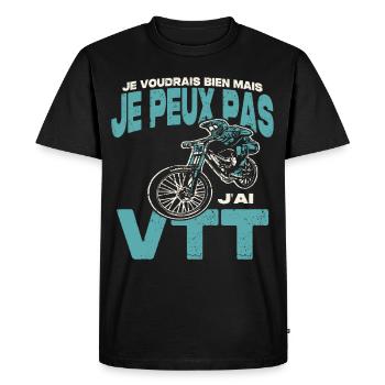 Je peux pas j'ai VTT. - T-shirt Premium bio Homme - noir - Devant - Nico (187cm)