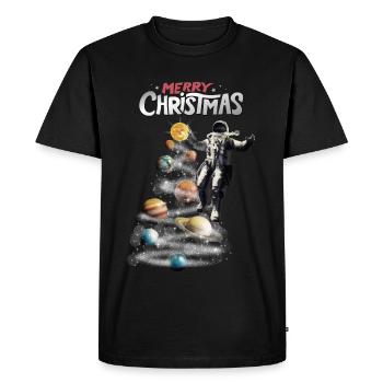 Noël dans l’espace Astronaute du système solaire - T-shirt Premium bio Homme - noir - Devant - Nico (187cm)