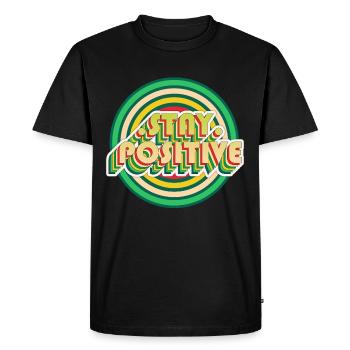 Restez positif - T-shirt Premium bio Homme - noir - Devant - Nico (187cm)