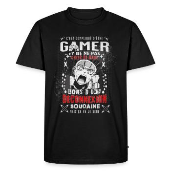 Gamer - Humour Gaming - T-shirt Premium bio Homme - noir - Devant - Nico (187cm)