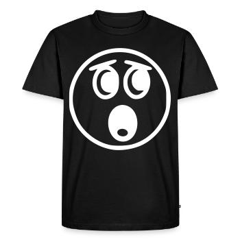 Emoji sketch effrayé blanc - T-shirt Premium bio Homme - noir - Devant - Nico (187cm)