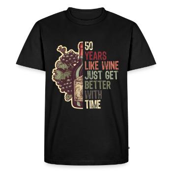 50th Birthday Wine Lovers Gift Idea - Men's Premium Organic T-Shirt - black - Front - Nico (187cm)