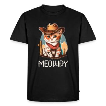 Meowdy Cat Howdy Meme Western Cowboy Kitten - Men's Premium Organic T-Shirt - black - Front - Nico (187cm)