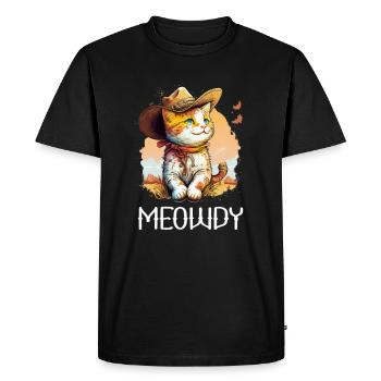 Meowdy Cat Howdy Meme Western Cowboy Kitten - Men's Premium Organic T-Shirt - black - Front - Nico (187cm)