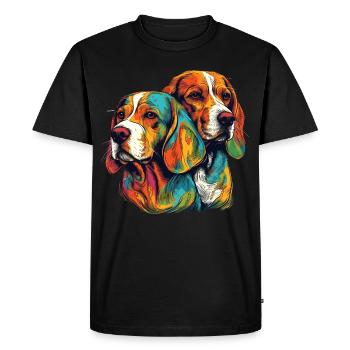 2 colorful beagles - Men's Premium Organic T-Shirt - black - Front - Nico (187cm)