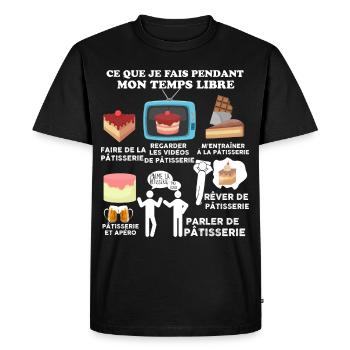 Mes patisserie ma Passion Mon Temps Libre - T-shirt Premium bio Homme - noir - Devant - Nico (187cm)