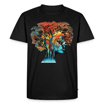 Illusion d’optique Head-Tree - T-shirt Premium bio Homme - noir - Devant - Nico (187cm)